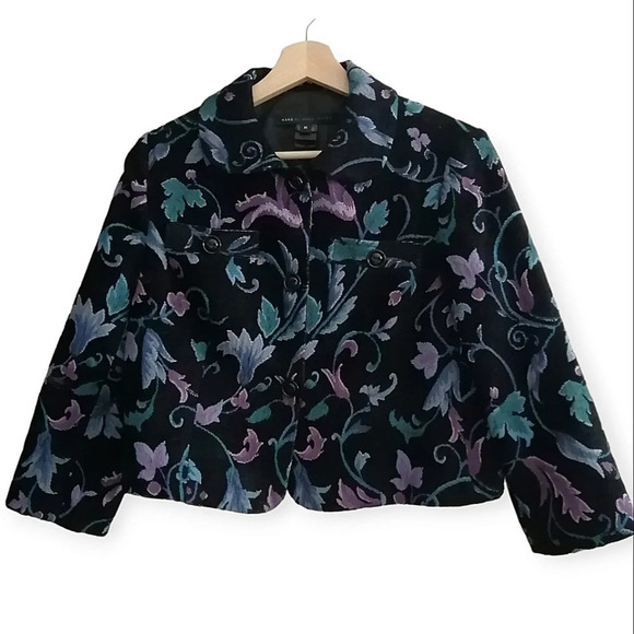 Marc by Marc Jacobs Corduroy Tapestry Crop Blazer Jacket Floral Jacquard Medium - Picture 1 of 16